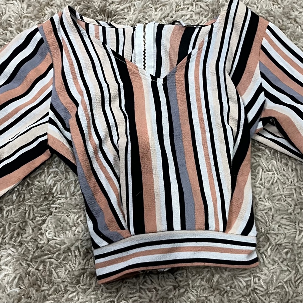 Iris Multi Colored Blouse, Zipper and Tie in the back